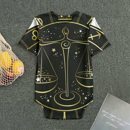 Gold And Black Libra Sign Print Men's Bodysuit