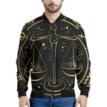 Gold And Black Libra Sign Print Men's Bomber Jacket