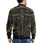 Gold And Black Libra Sign Print Men's Bomber Jacket