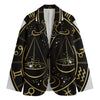 Gold And Black Libra Sign Print Men's Cotton Blazer