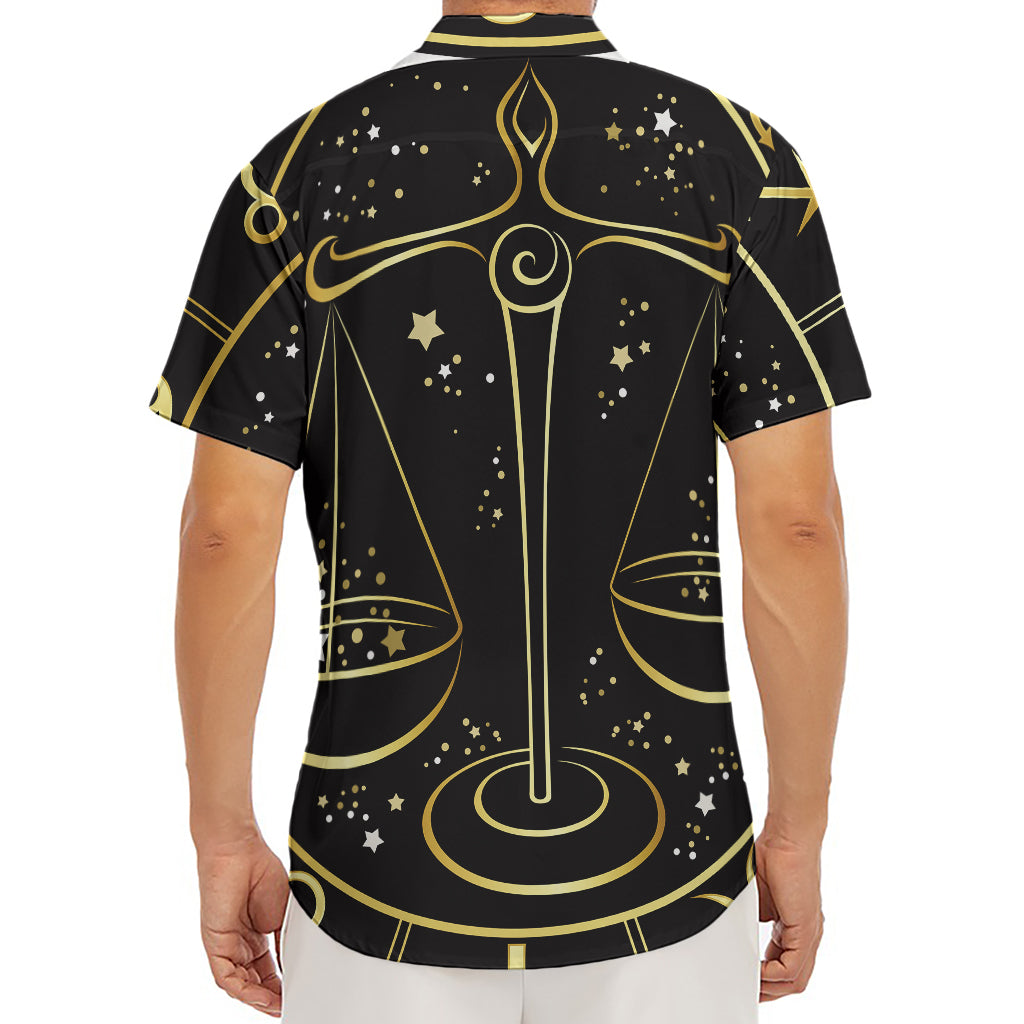 Gold And Black Libra Sign Print Men's Deep V-Neck Shirt