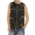 Gold And Black Libra Sign Print Men's Fitness Tank Top