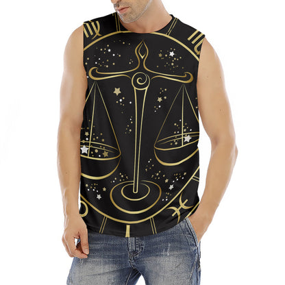 Gold And Black Libra Sign Print Men's Fitness Tank Top