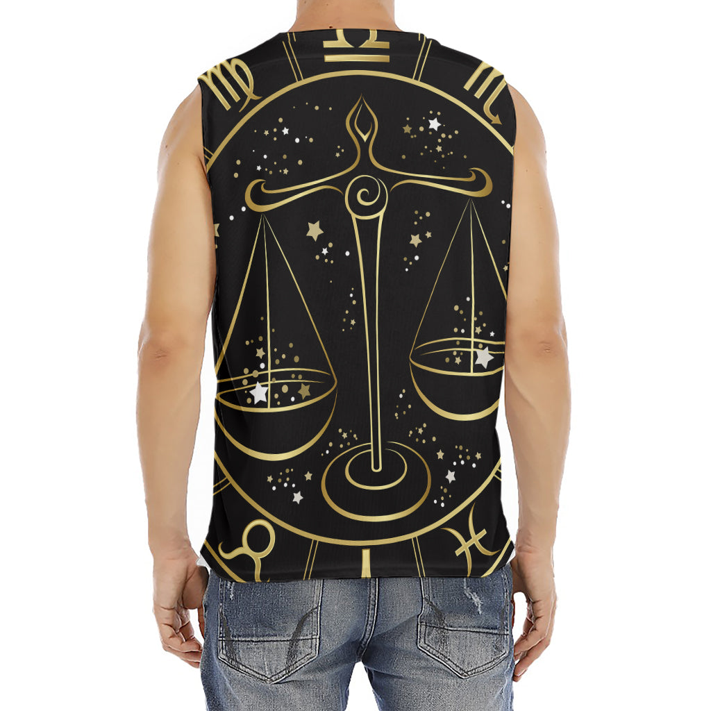 Gold And Black Libra Sign Print Men's Fitness Tank Top