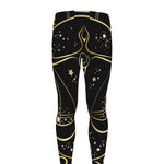 Gold And Black Libra Sign Print Men's leggings