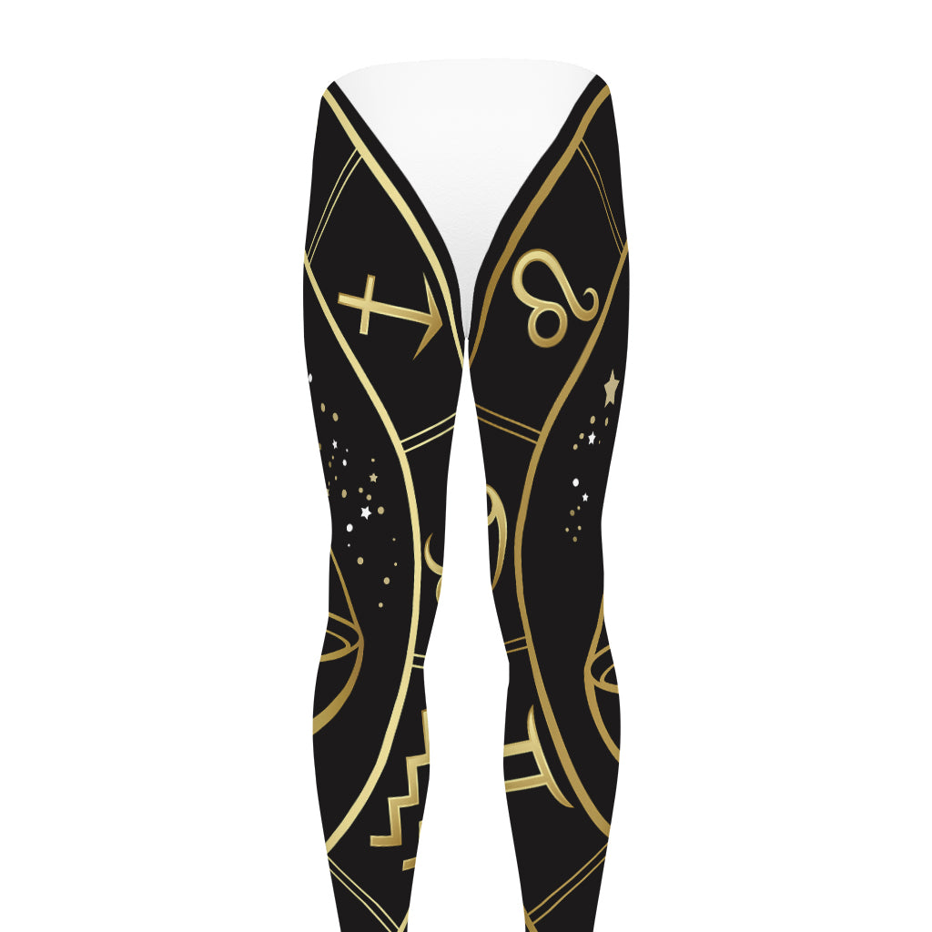 Gold And Black Libra Sign Print Men's leggings