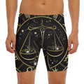 Gold And Black Libra Sign Print Men's Long Boxer Briefs