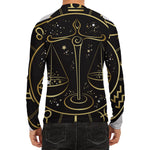 Gold And Black Libra Sign Print Men's Long Sleeve Rash Guard