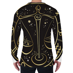 Gold And Black Libra Sign Print Men's Long Sleeve T-Shirt