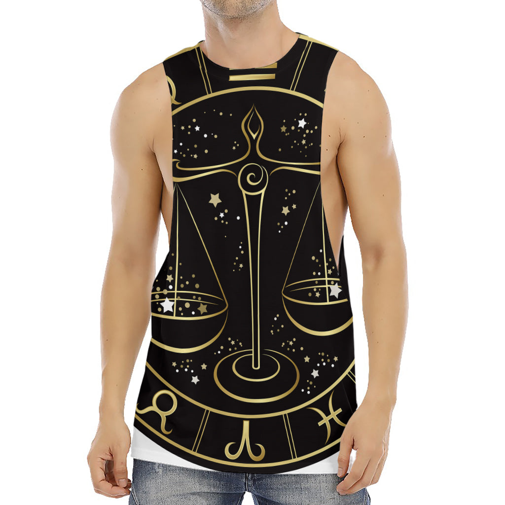 Gold And Black Libra Sign Print Men's Muscle Tank Top