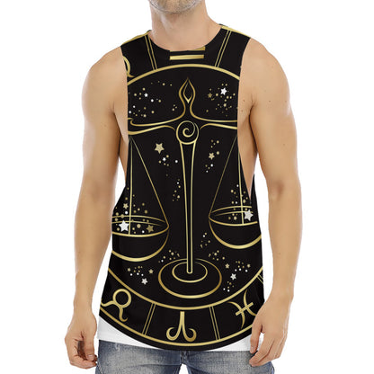 Gold And Black Libra Sign Print Men's Muscle Tank Top
