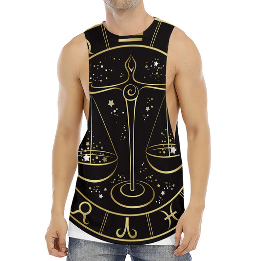 Gold And Black Libra Sign Print Men's Muscle Tank Top