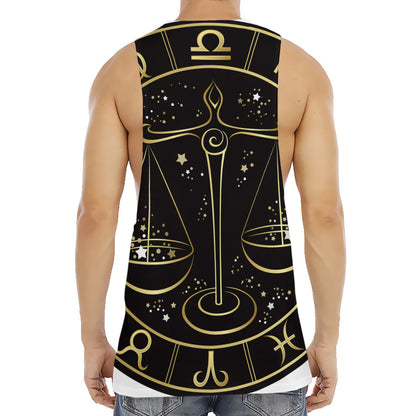 Gold And Black Libra Sign Print Men's Muscle Tank Top