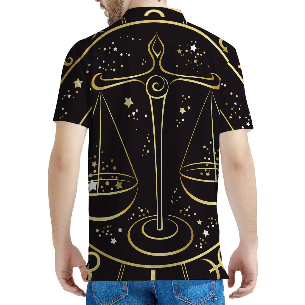 Gold And Black Libra Sign Print Men's Polo Shirt