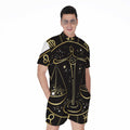 Gold And Black Libra Sign Print Men's Romper