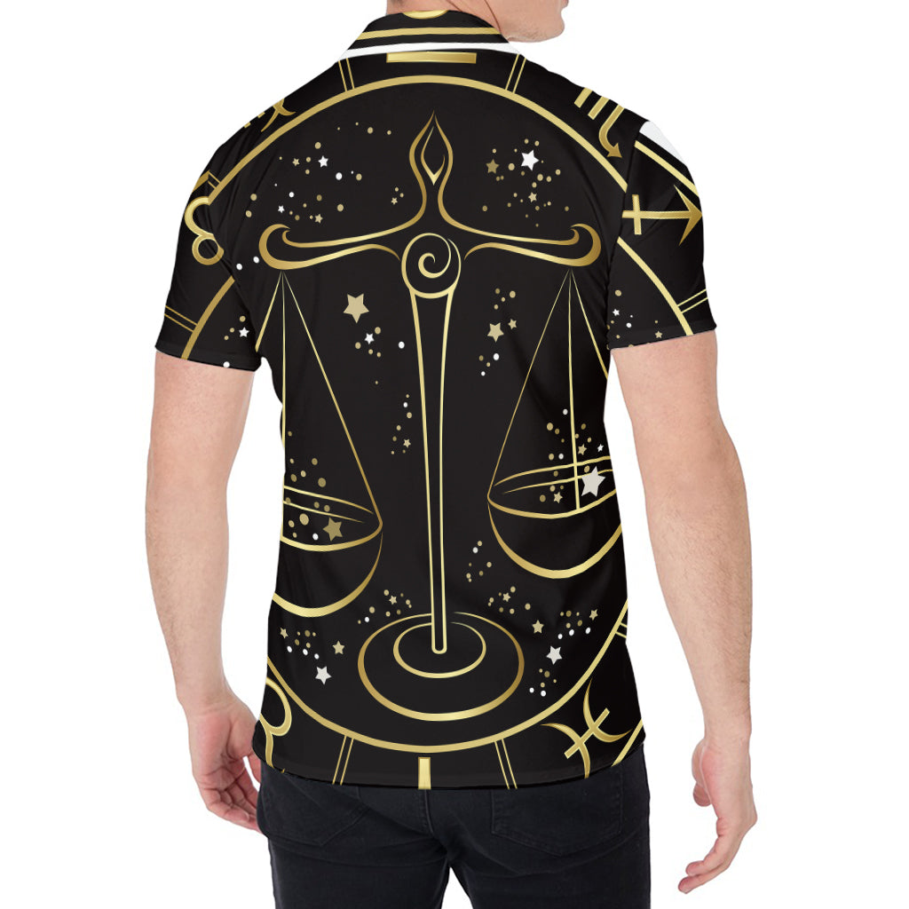 Gold And Black Libra Sign Print Men's Shirt