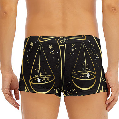 Gold And Black Libra Sign Print Men's Short Boxer Briefs