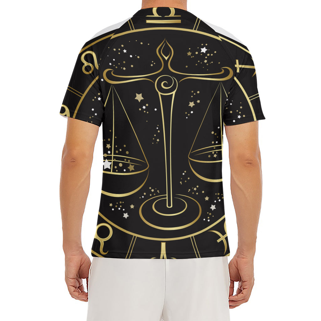 Gold And Black Libra Sign Print Men's Short Sleeve Rash Guard