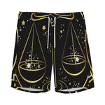 Gold And Black Libra Sign Print Men's Sports Shorts