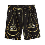 Gold And Black Libra Sign Print Men's Sports Shorts