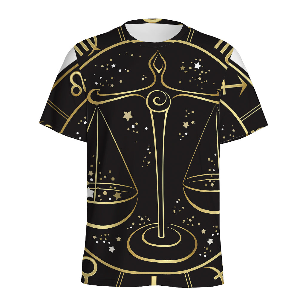 Gold And Black Libra Sign Print Men's Sports T-Shirt