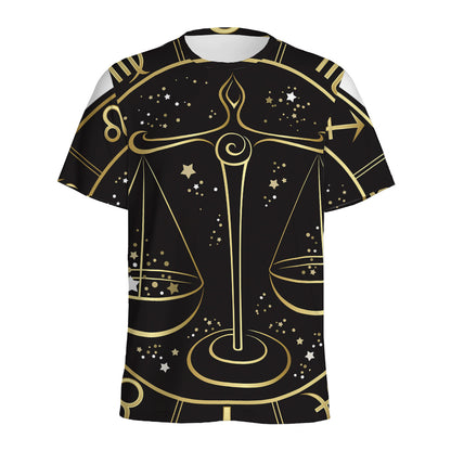 Gold And Black Libra Sign Print Men's Sports T-Shirt