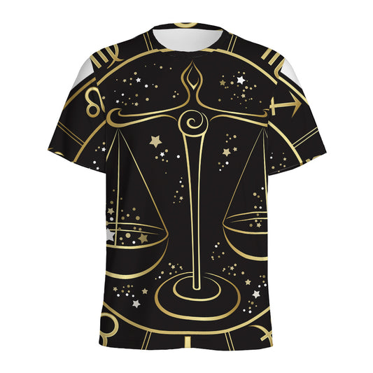 Gold And Black Libra Sign Print Men's Sports T-Shirt