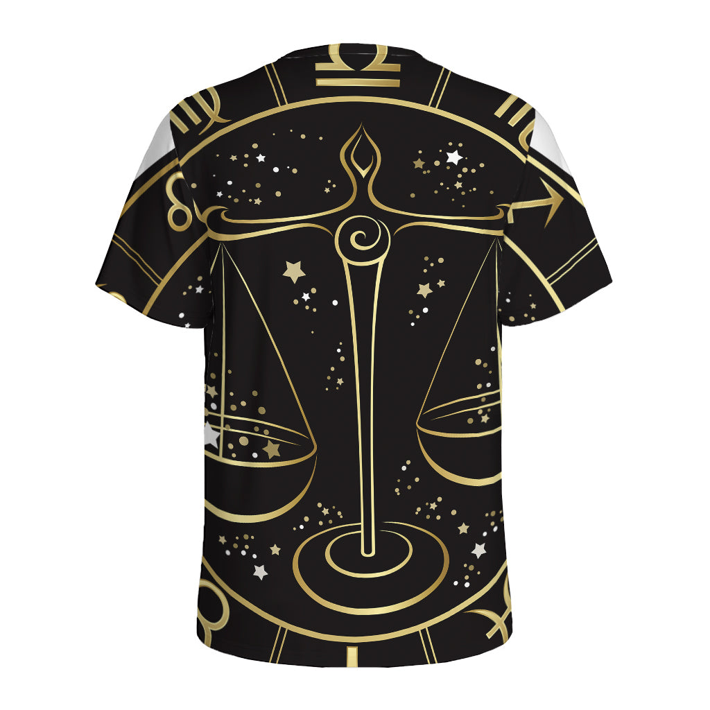 Gold And Black Libra Sign Print Men's Sports T-Shirt