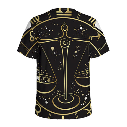 Gold And Black Libra Sign Print Men's Sports T-Shirt