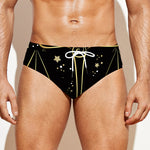Gold And Black Libra Sign Print Men's Swim Briefs