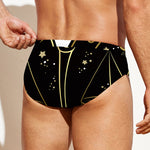 Gold And Black Libra Sign Print Men's Swim Briefs