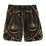 Gold And Black Libra Sign Print Men's Swim Trunks