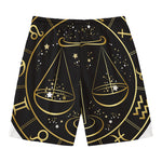 Gold And Black Libra Sign Print Men's Swim Trunks