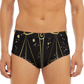 Gold And Black Libra Sign Print Men's Triangle Swim Briefs