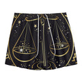 Gold And Black Libra Sign Print Mesh Shorts