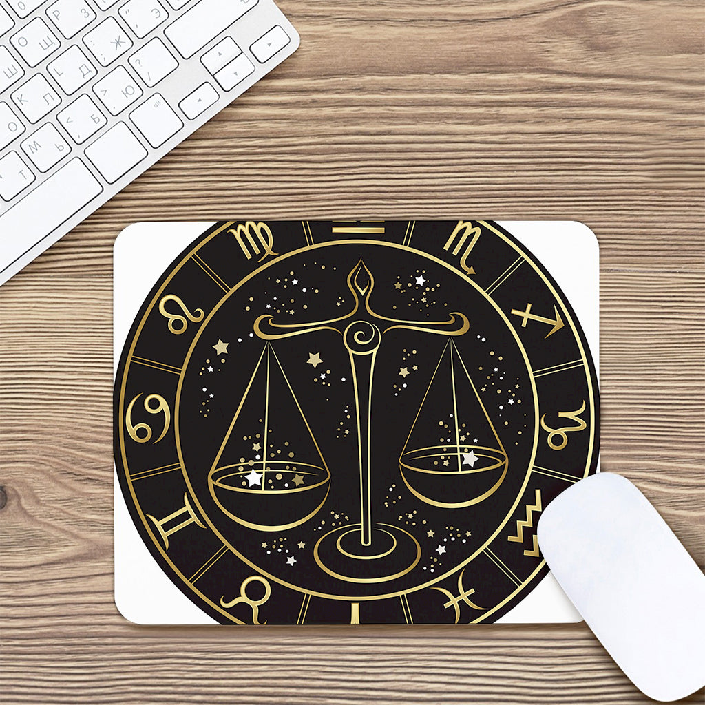 Gold And Black Libra Sign Print Mouse Pad