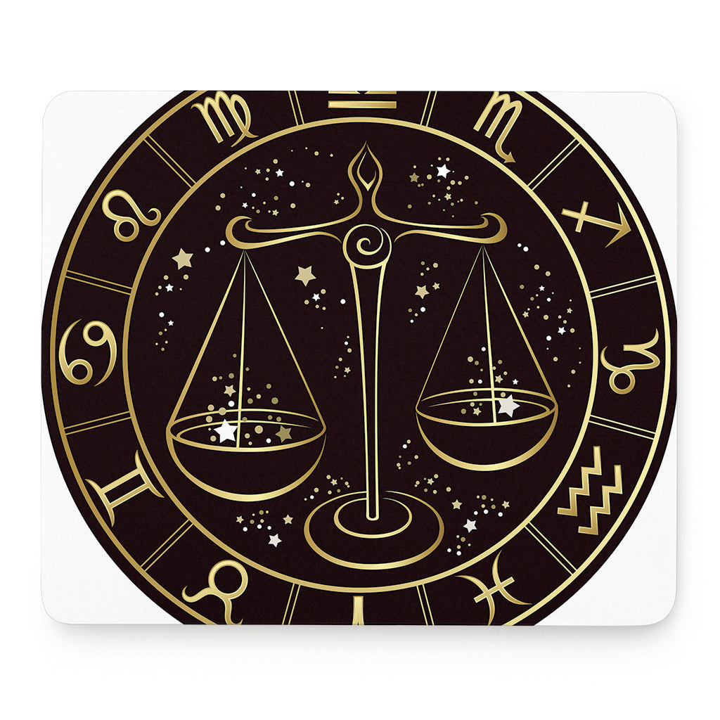 Gold And Black Libra Sign Print Mouse Pad