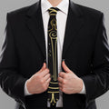 Gold And Black Libra Sign Print Necktie