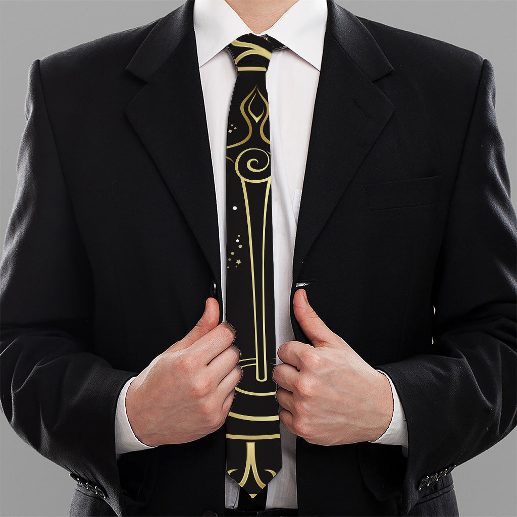 Gold And Black Libra Sign Print Necktie