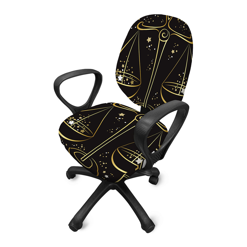 Gold And Black Libra Sign Print Office Chair Cover