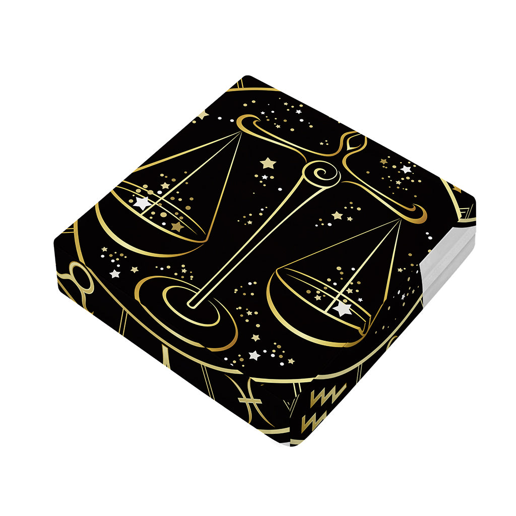 Gold And Black Libra Sign Print Outdoor Seat Cushion Cover