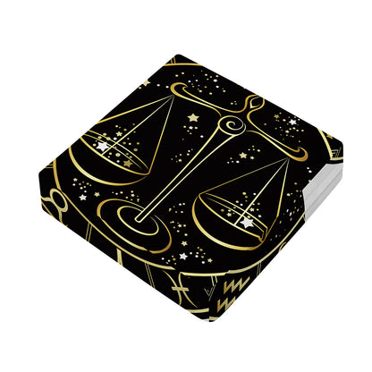 Gold And Black Libra Sign Print Outdoor Seat Cushion Cover