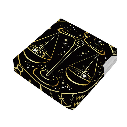 Gold And Black Libra Sign Print Outdoor Seat Cushion Cover