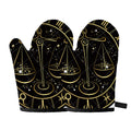 Gold And Black Libra Sign Print Oven Mitts