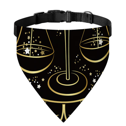 Gold And Black Libra Sign Print Over The Collar Dog Bandana