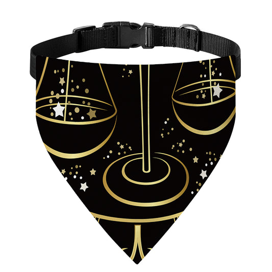 Gold And Black Libra Sign Print Over The Collar Dog Bandana