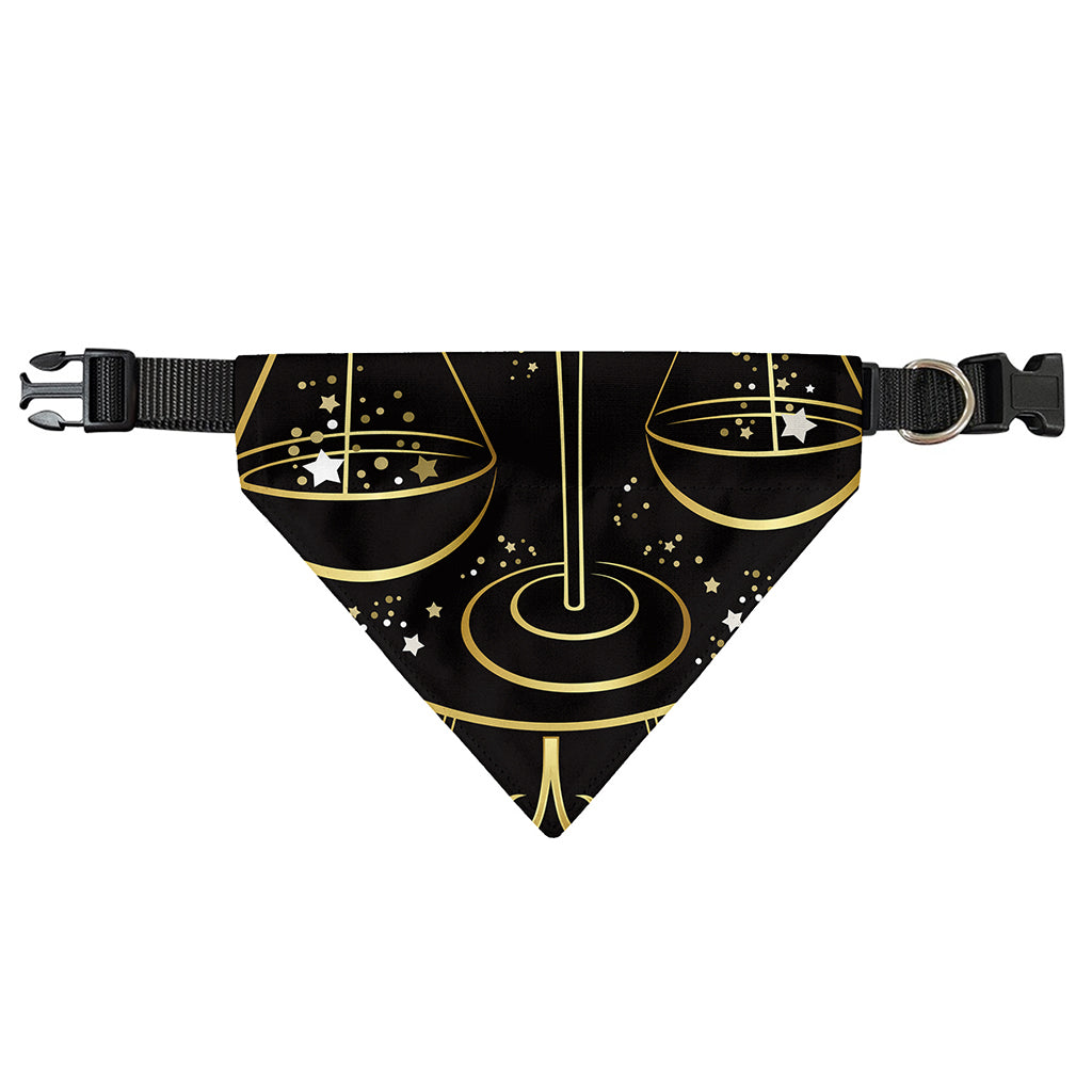 Gold And Black Libra Sign Print Over The Collar Dog Bandana