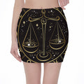 Gold And Black Libra Sign Print Pencil Mini Skirt