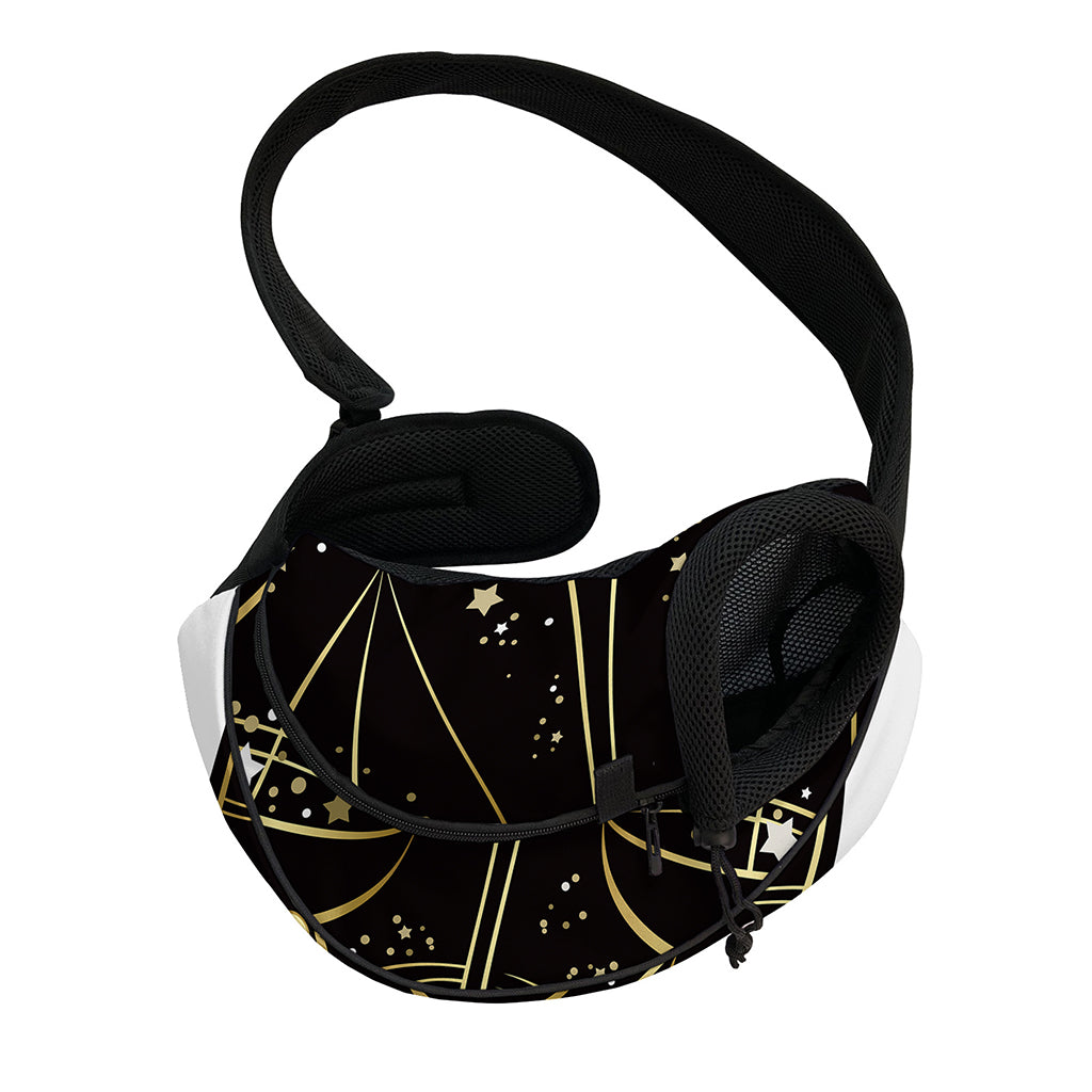 Gold And Black Libra Sign Print Pet Sling Carrier