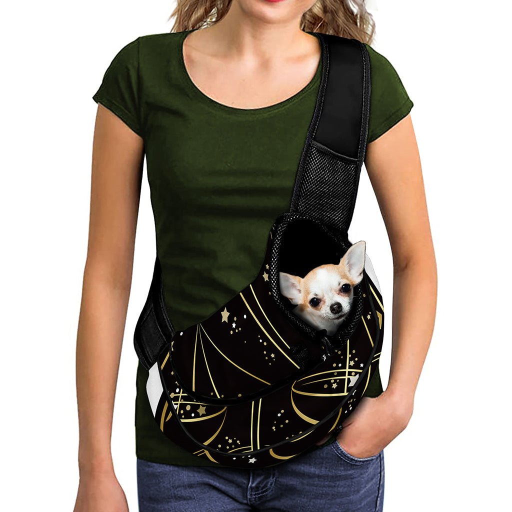 Gold And Black Libra Sign Print Pet Sling Carrier